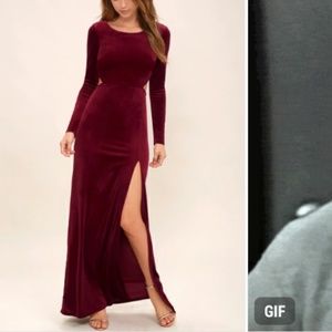 Burgundy Velvet Long Sleeve Maxi
